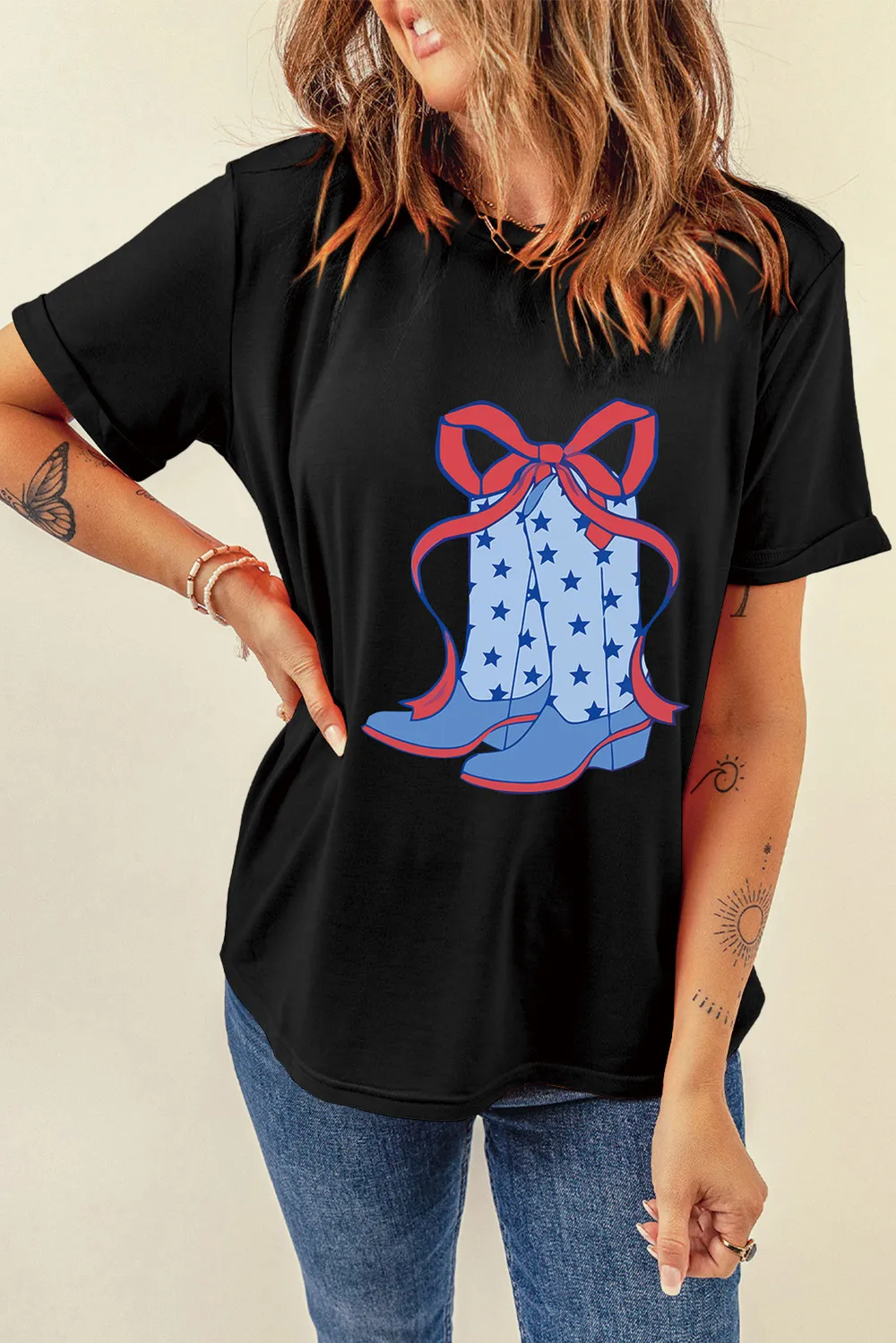 Boot Graphic Round Neck Short Sleeve T-Shirt, image 5