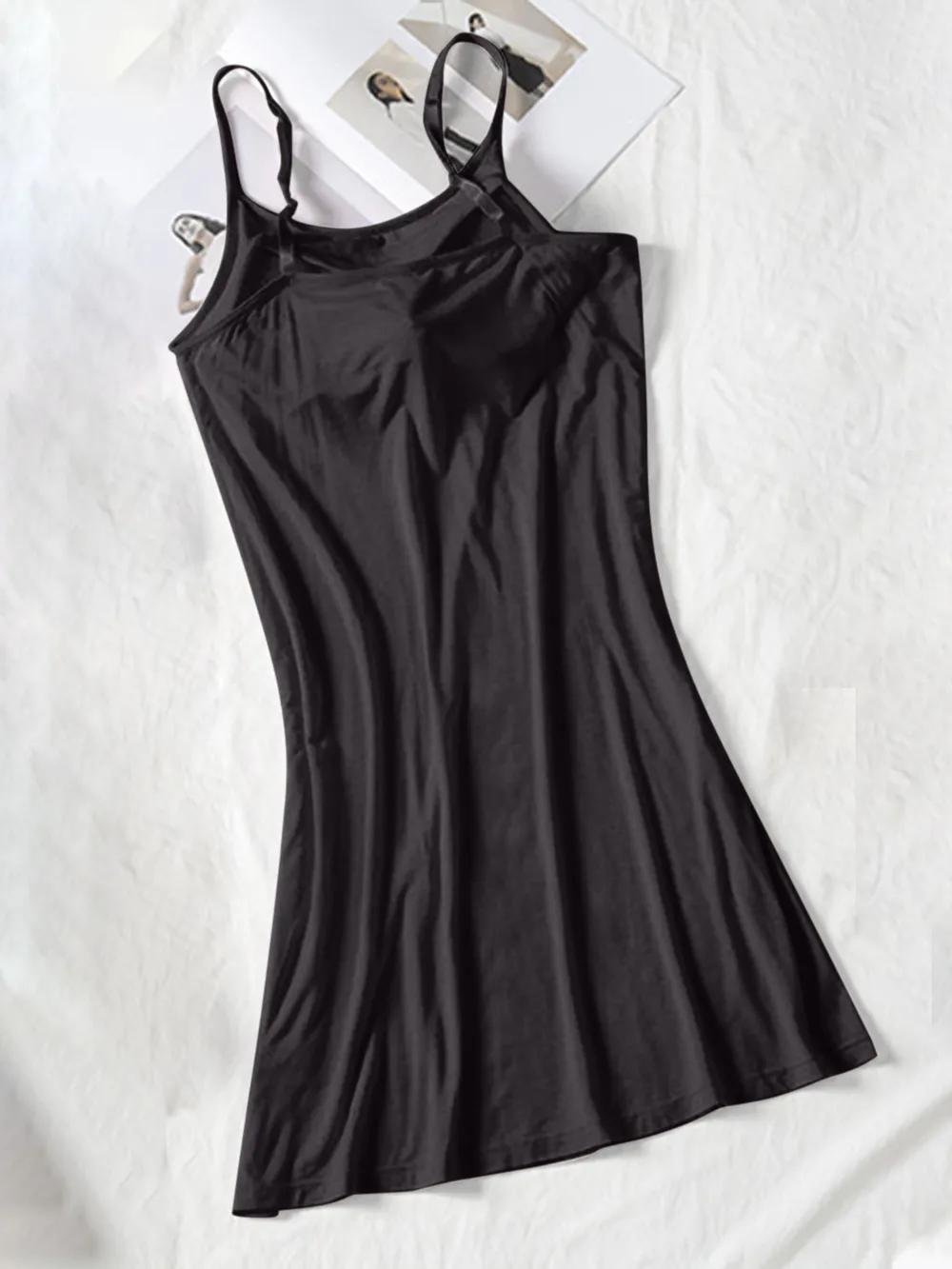 Round Neck Spaghetti Strap Cami Dress with Bra, image 9
