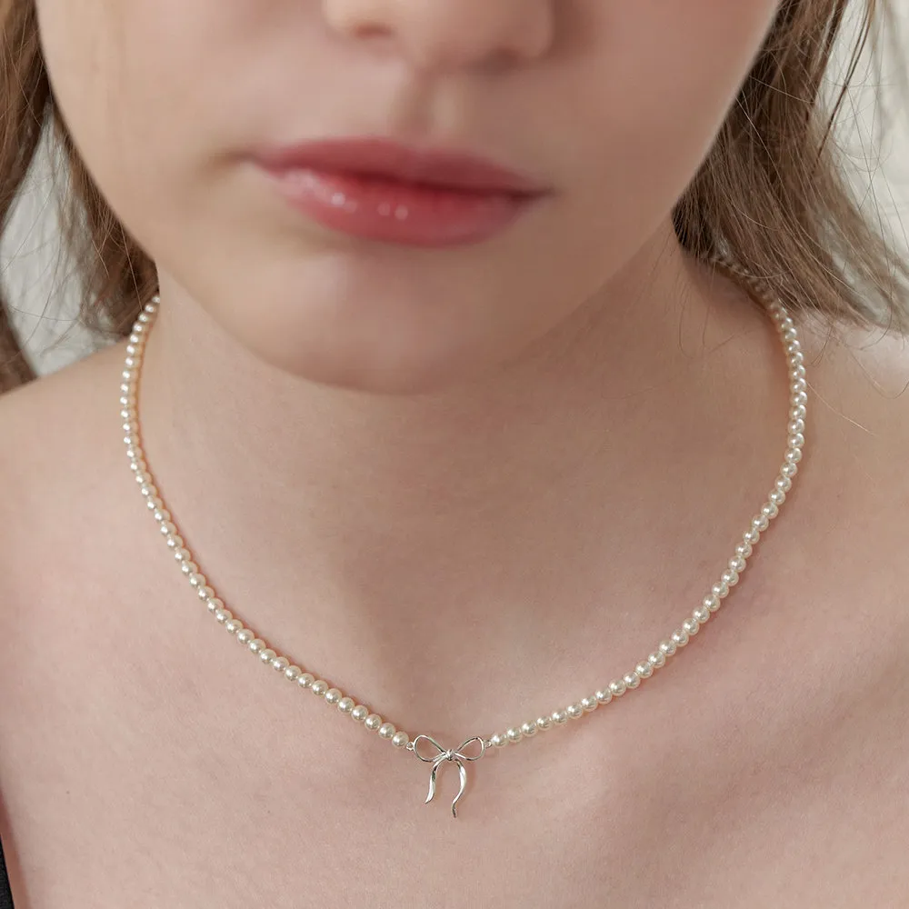 Copper Pearls Bow Necklace, image 4