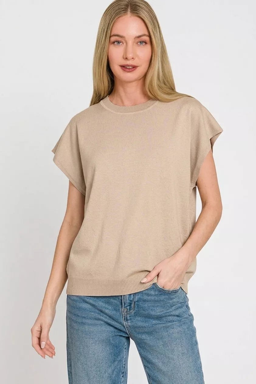 Viscose Round-neck Short Sleeve Sweater, image 2