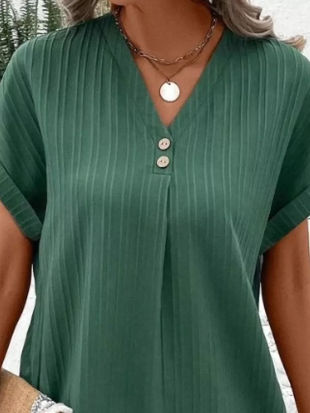 Full Size Casual V-Neck Short Sleeve Dress Plus Size, image 8