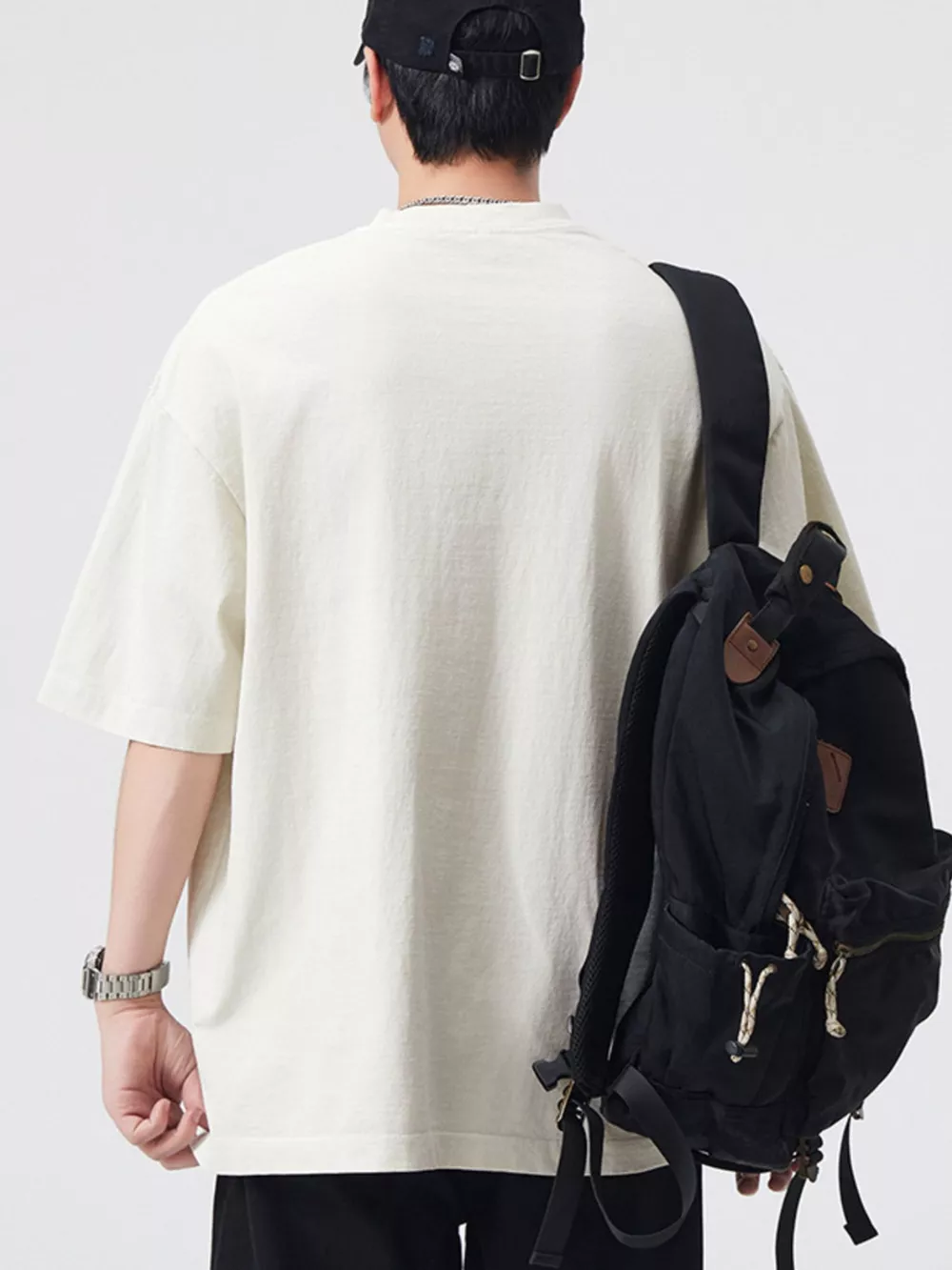 Men's Plus Size Letter Round Neck Short Sleeve T-Shirt, image 4
