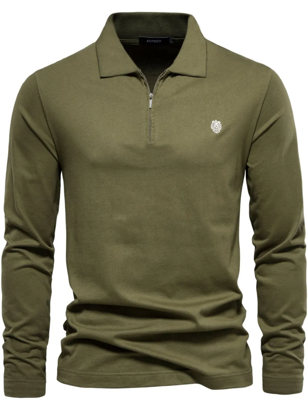 Men's Zip Collar Long Sleeve Polo, image 4