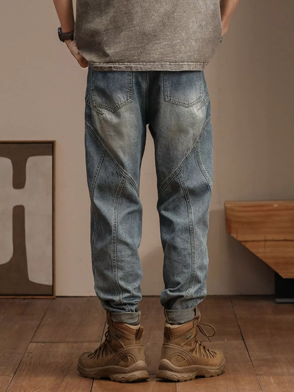 Men's Vintage Wash Relaxed Fit Jeans, image 8