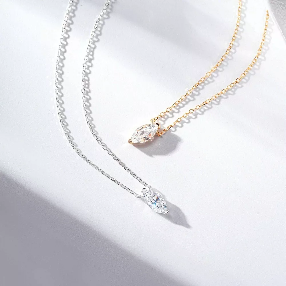 925 Sterling Silver Zircon Teardrop Necklace, image 2
