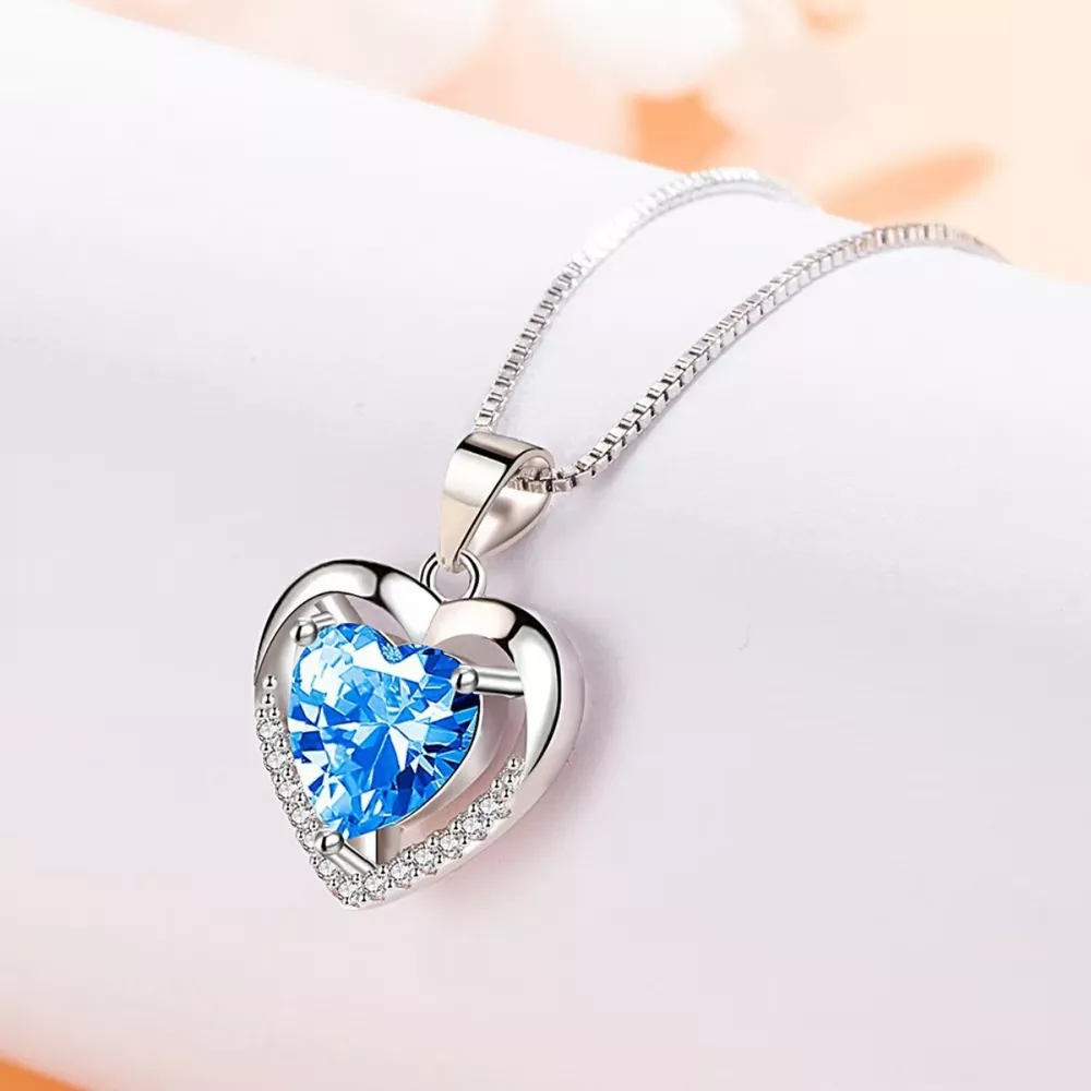925 Sterling Silver Zircon Heart Necklace, image 2