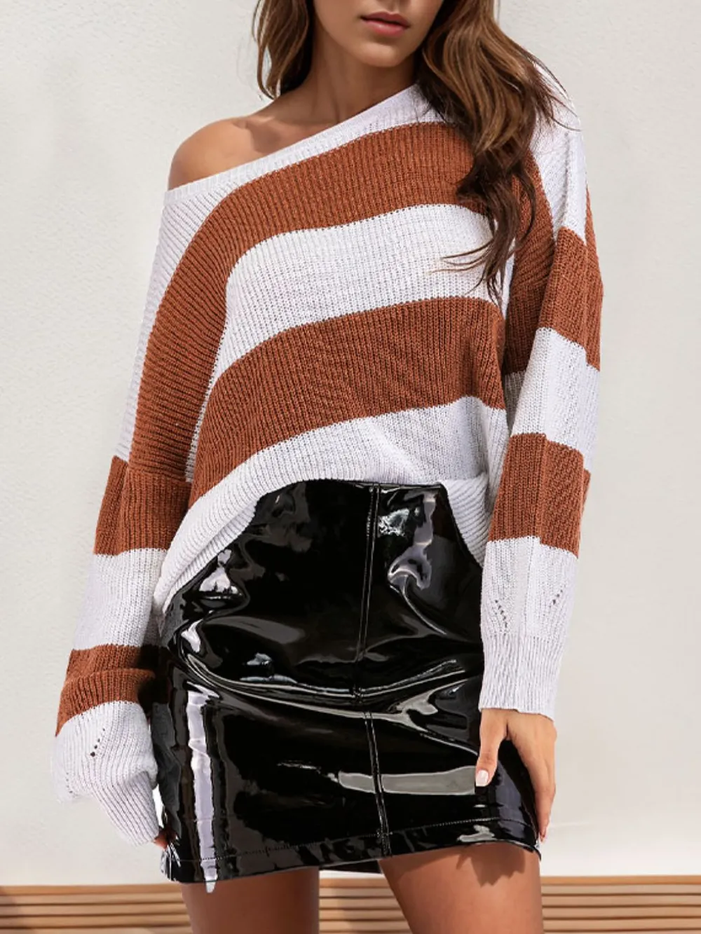 Color Block Dropped Shoulder Long Sleeve Sweater, image 3