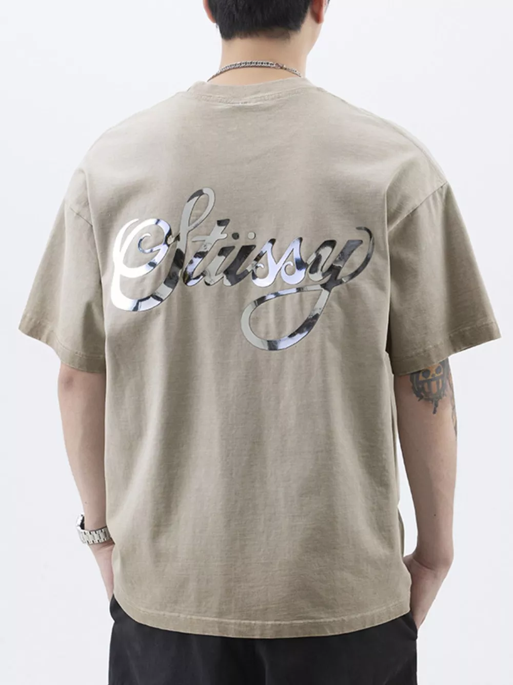 Men's Plus Size Oversized Round Neck Letter Graphic T-Shirt, image 4