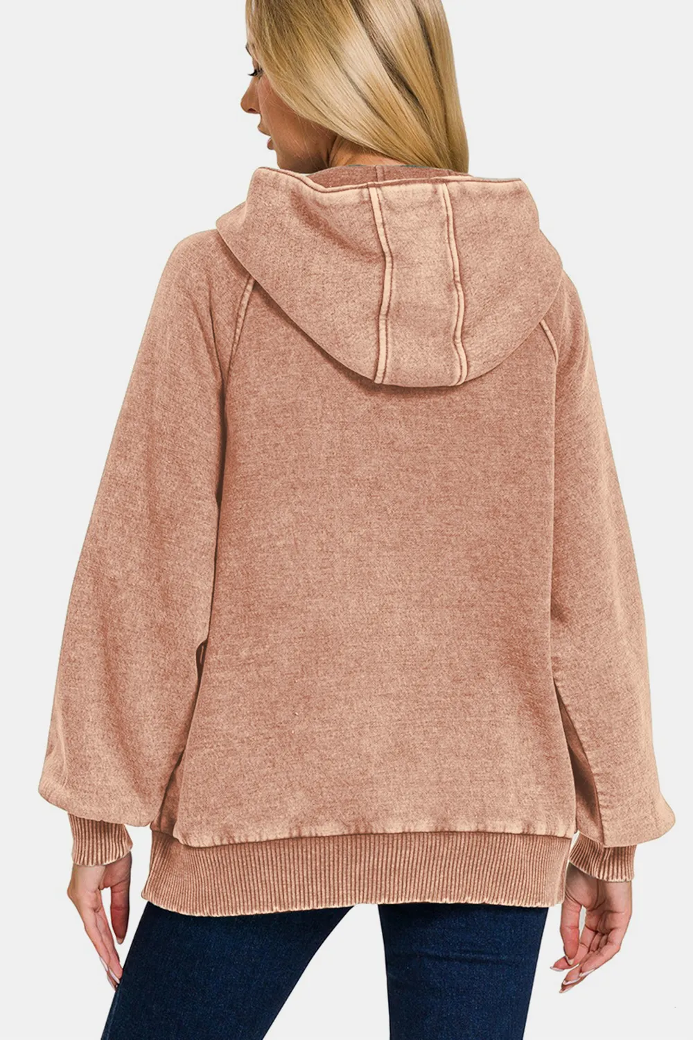 Acid Wash Fleece Kangaroo Hoodie, image 2