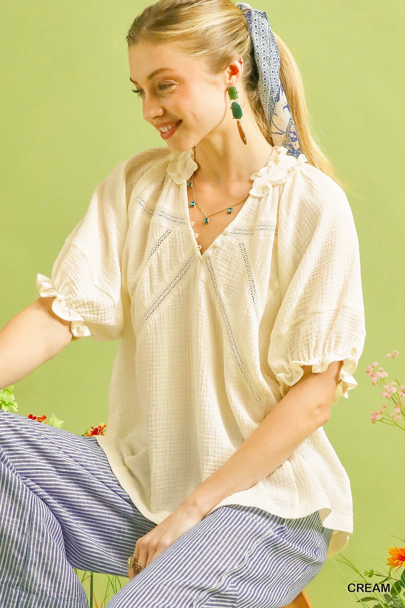 Cotton Gauze Ruffle Top, image 3
