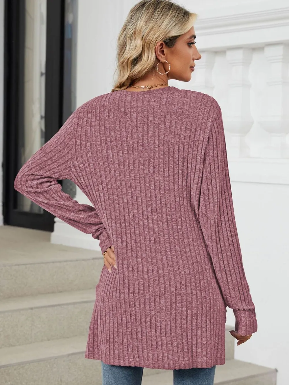 Pocketed Open Front Long Sleeve Cardigan, image 27
