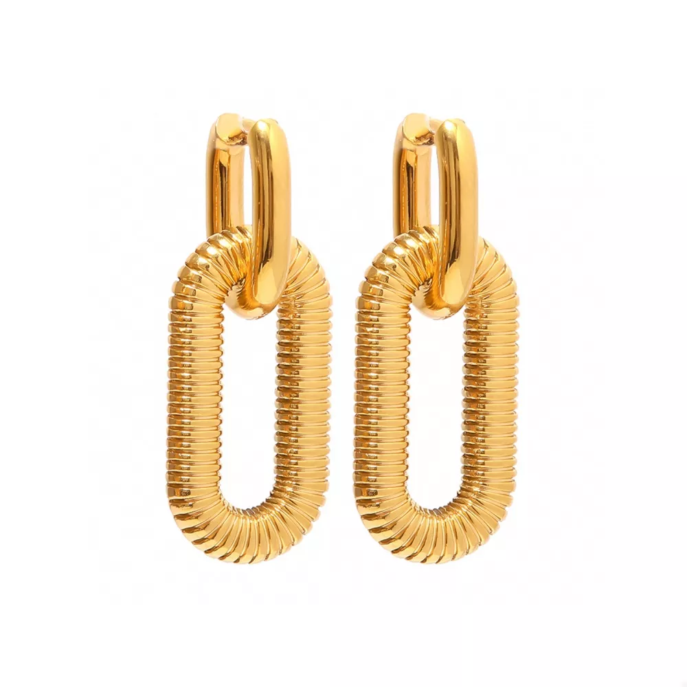 Geometric Link Drop Earrings, image 2