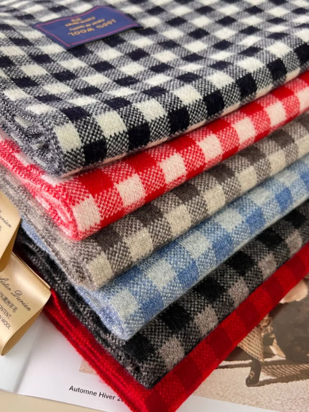 100% Wool Plaid Scarf, image 4