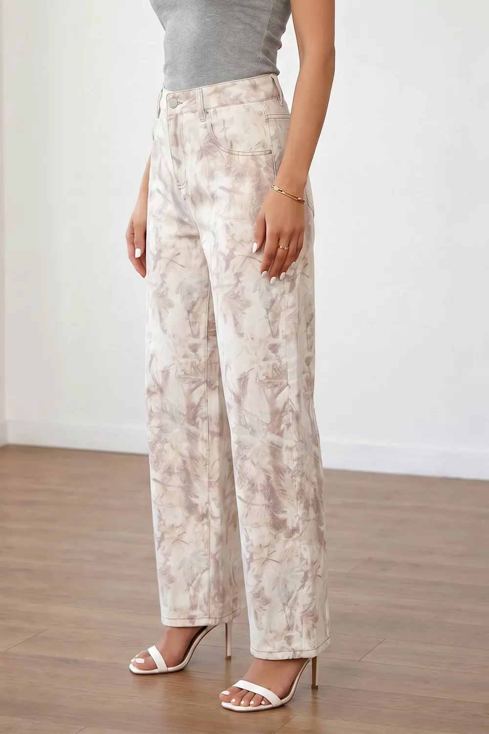 Woodland Camo Tummy Control Denim Wide Leg Jeans, image 4