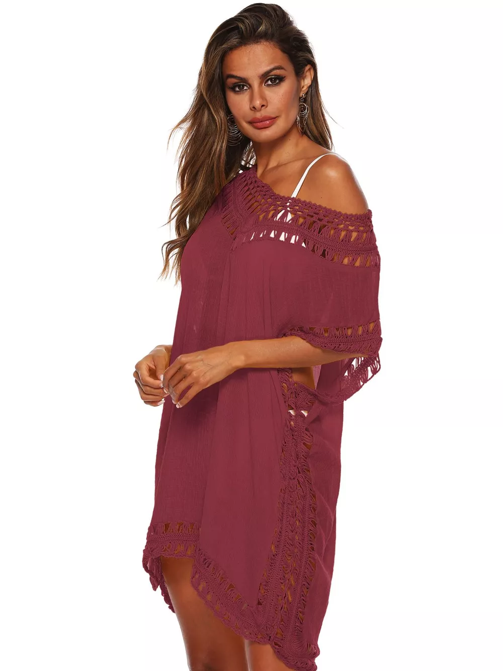 Crochet Trim V-Neck Cover-Up Dress, image 22