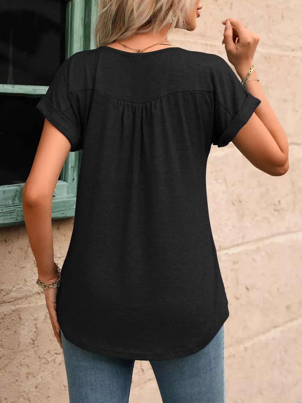 Casual Button Detail Henley T-Shirt, image 6