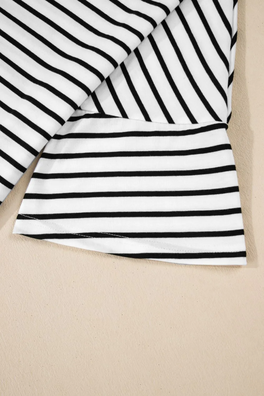 Stripe Half Sleeve Scoop Neck Top, image 4