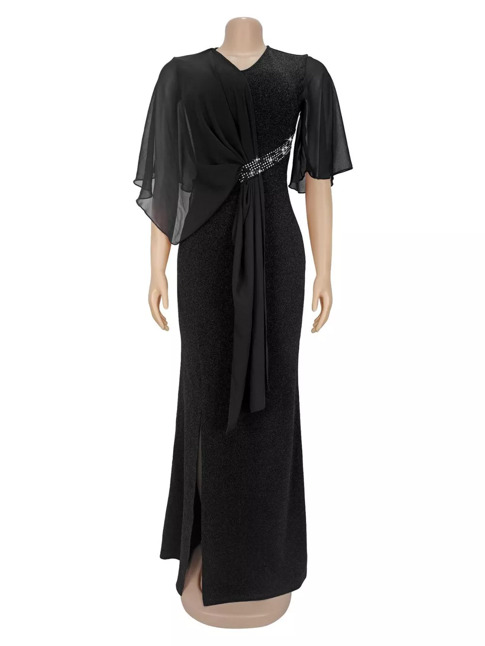 Slit Flutter Sleeve Maxi Dress, image 4