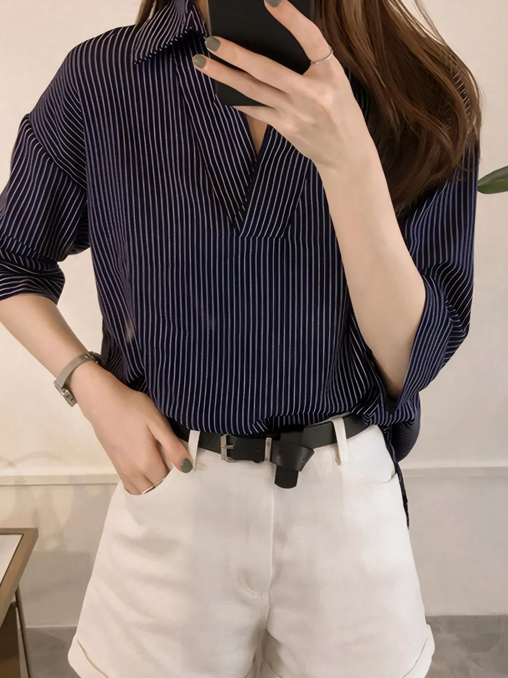 Striped Collared Neck Shirt