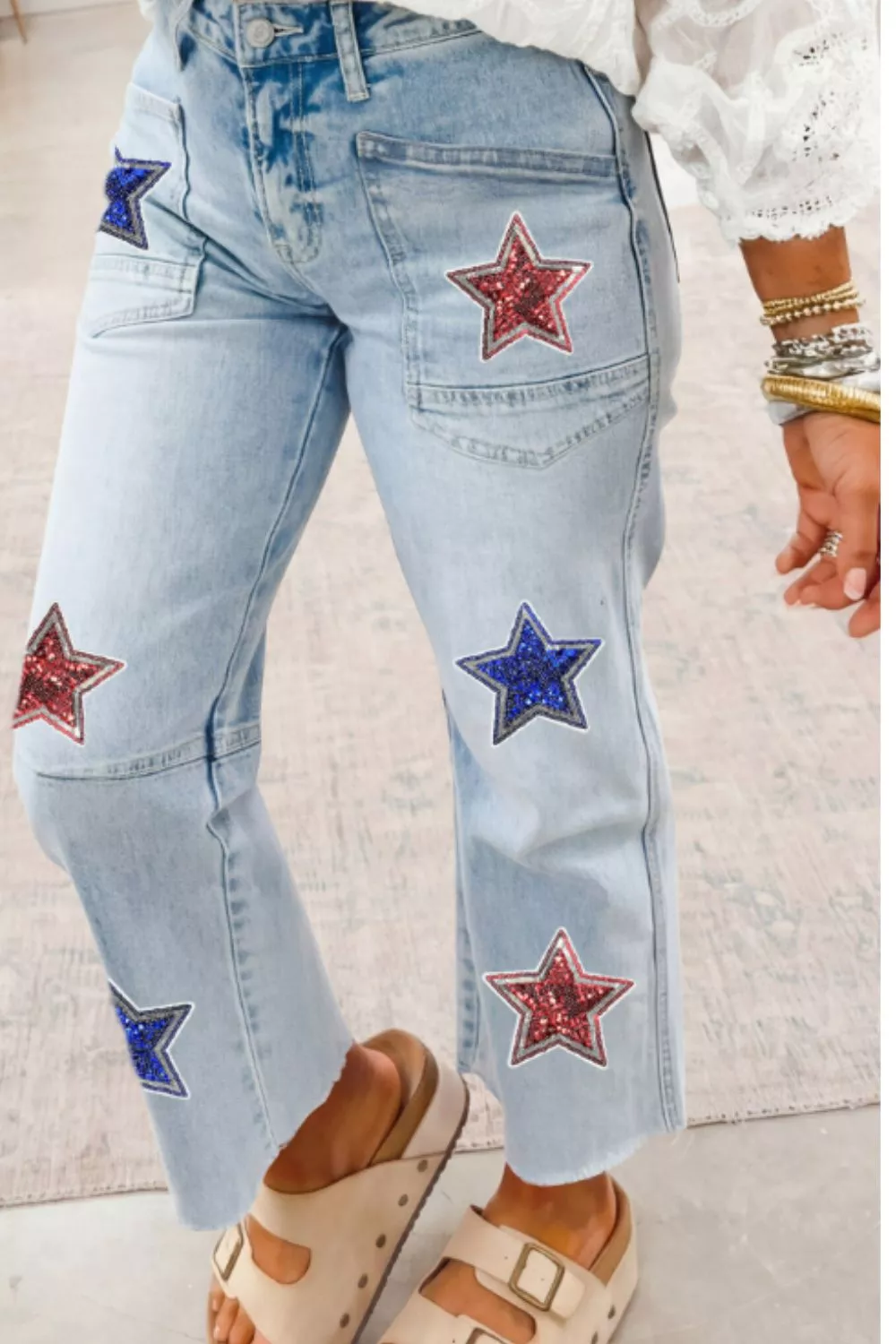 Star-Embellished Cropped Jeans, image 2