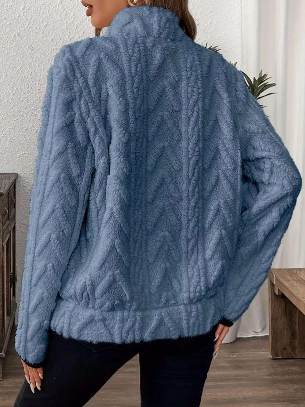 Full Size Half Zip Kangaroo Pocket Sweatshirt Plus Size, image 5