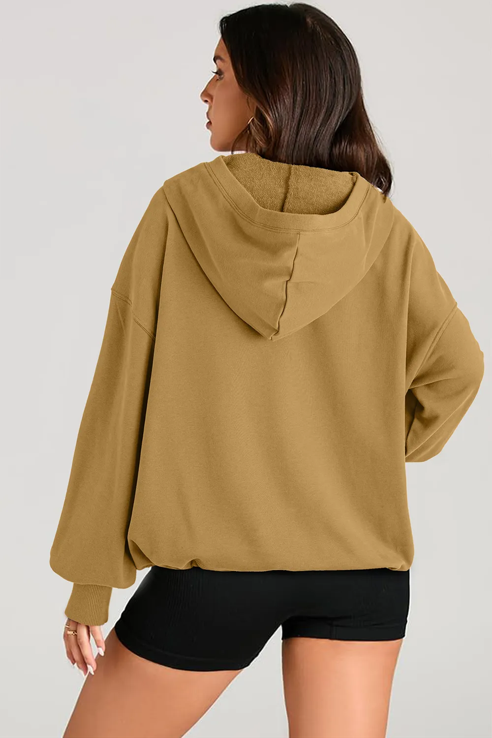 Pocketed Half Zip Long Sleeve Hoodie, image 9
