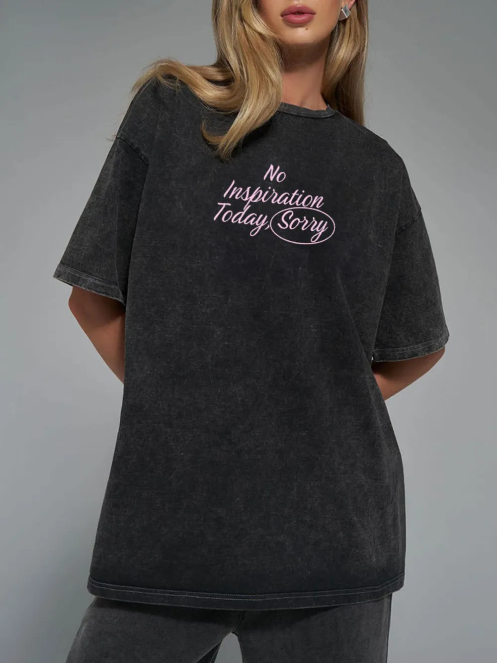 Letter Round Neck Short Sleeve T-Shirt