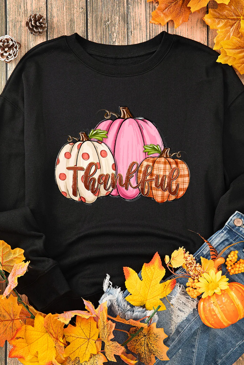 Pumpkin Graphic Round Neck Dropped Shoulder Sweatshirt, image 2