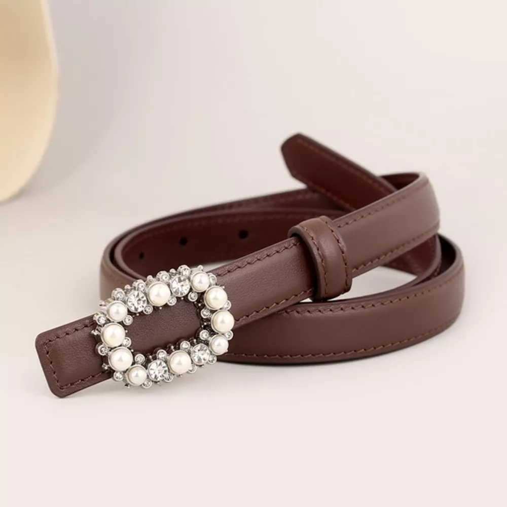 Pearl Buckle Leather Belt, image 5