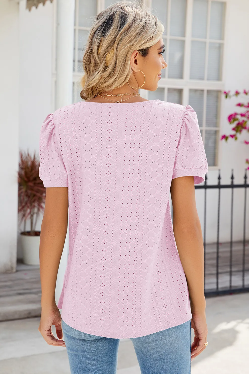 Eyelet Puff Sleeve T-Shirt, image 17