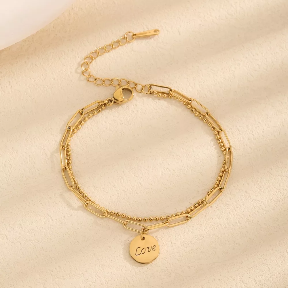18K Gold-Plated Letter LOVE Charm Bracelet