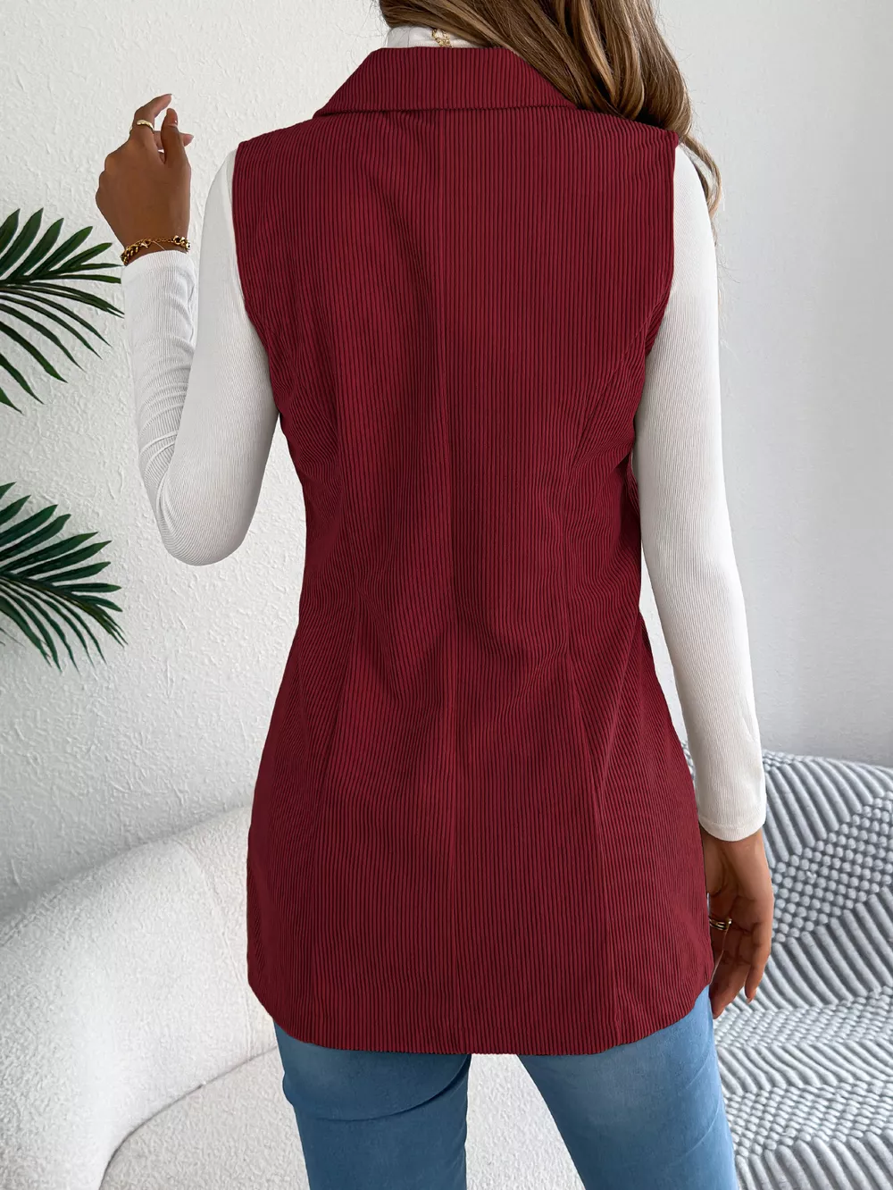Button-Front Longline Vest Coat, image 9