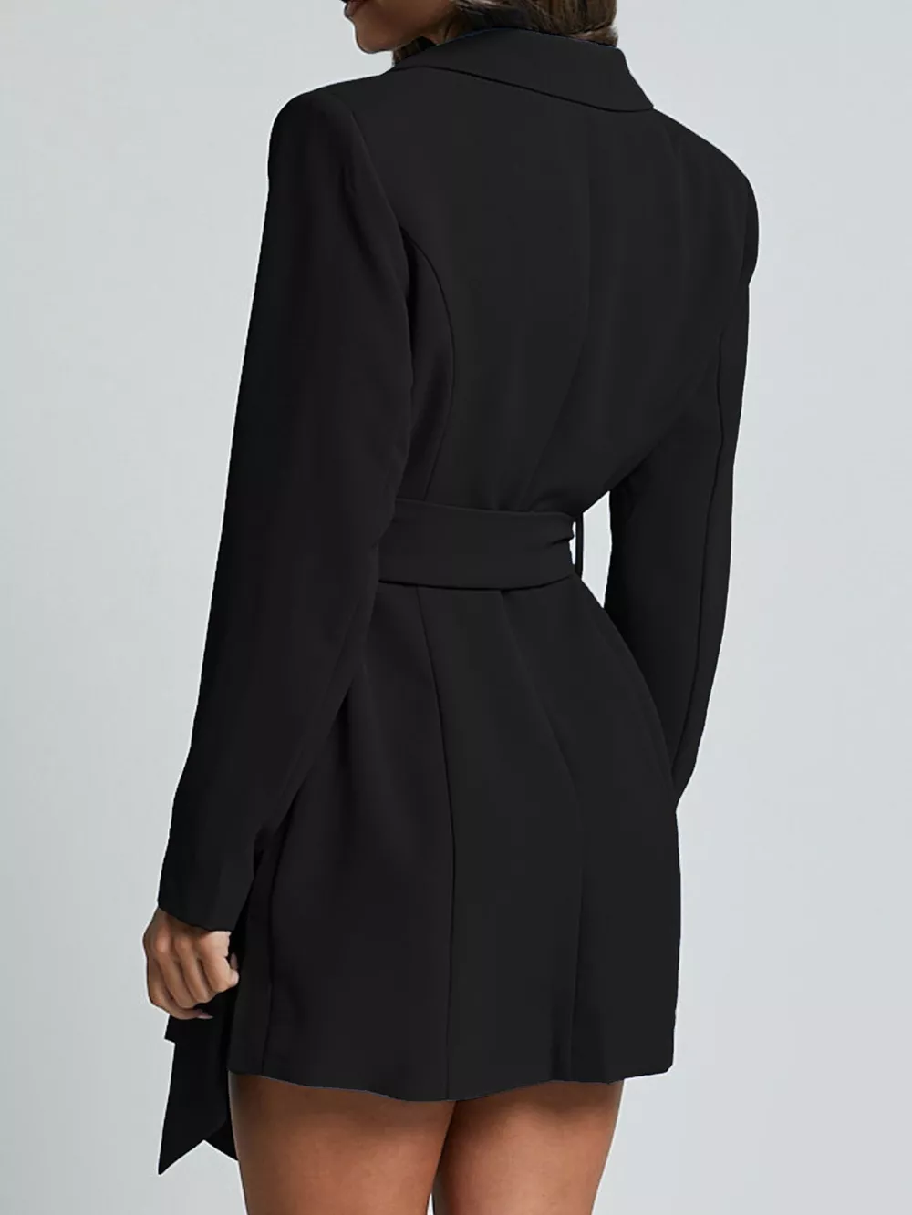 Lapel Collar Tie Waist Blazer, image 7
