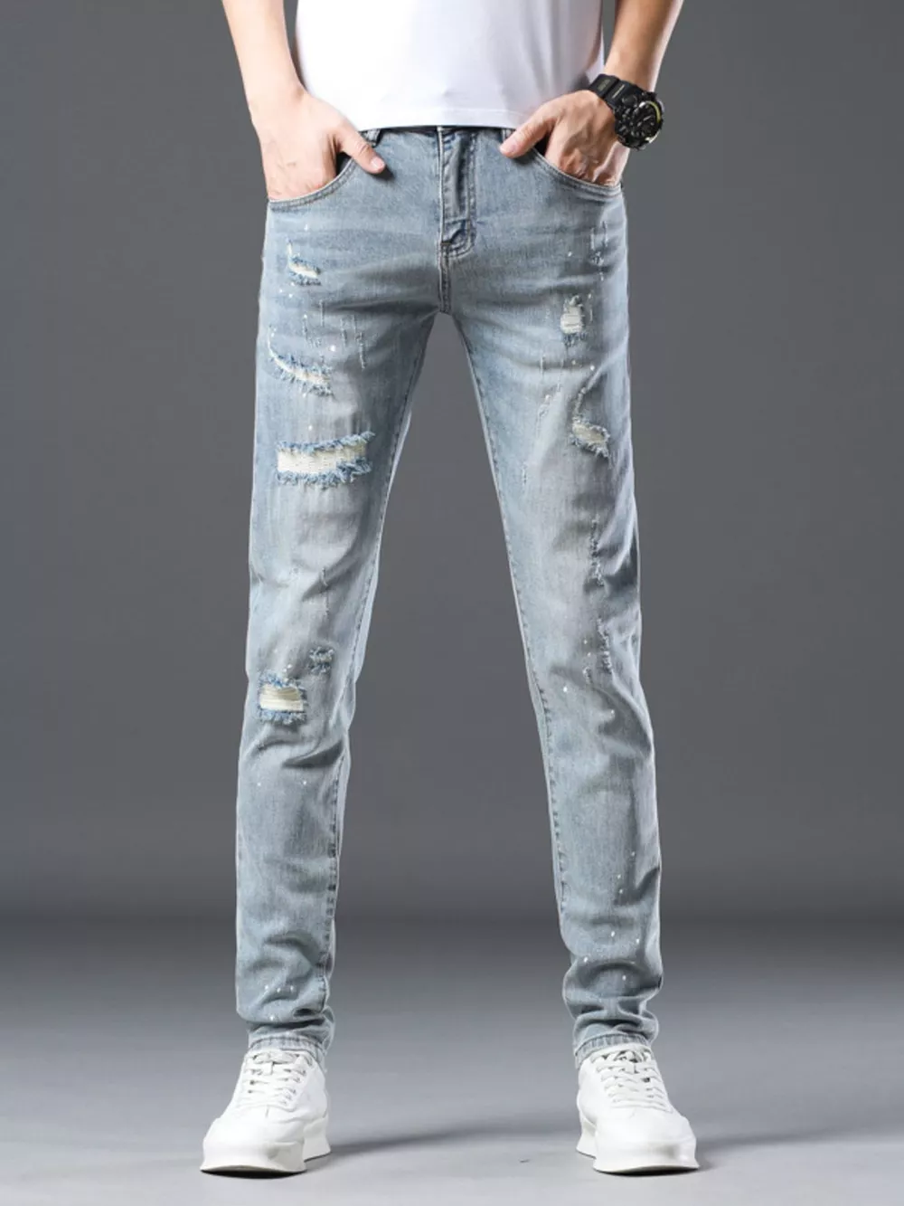 Men's Distressed Slim Fit Jeans, image 4