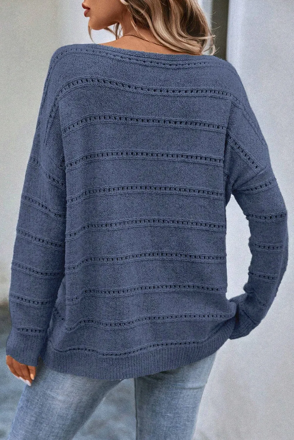 Boat Neck Dropped Shoulder Sweater, image 3