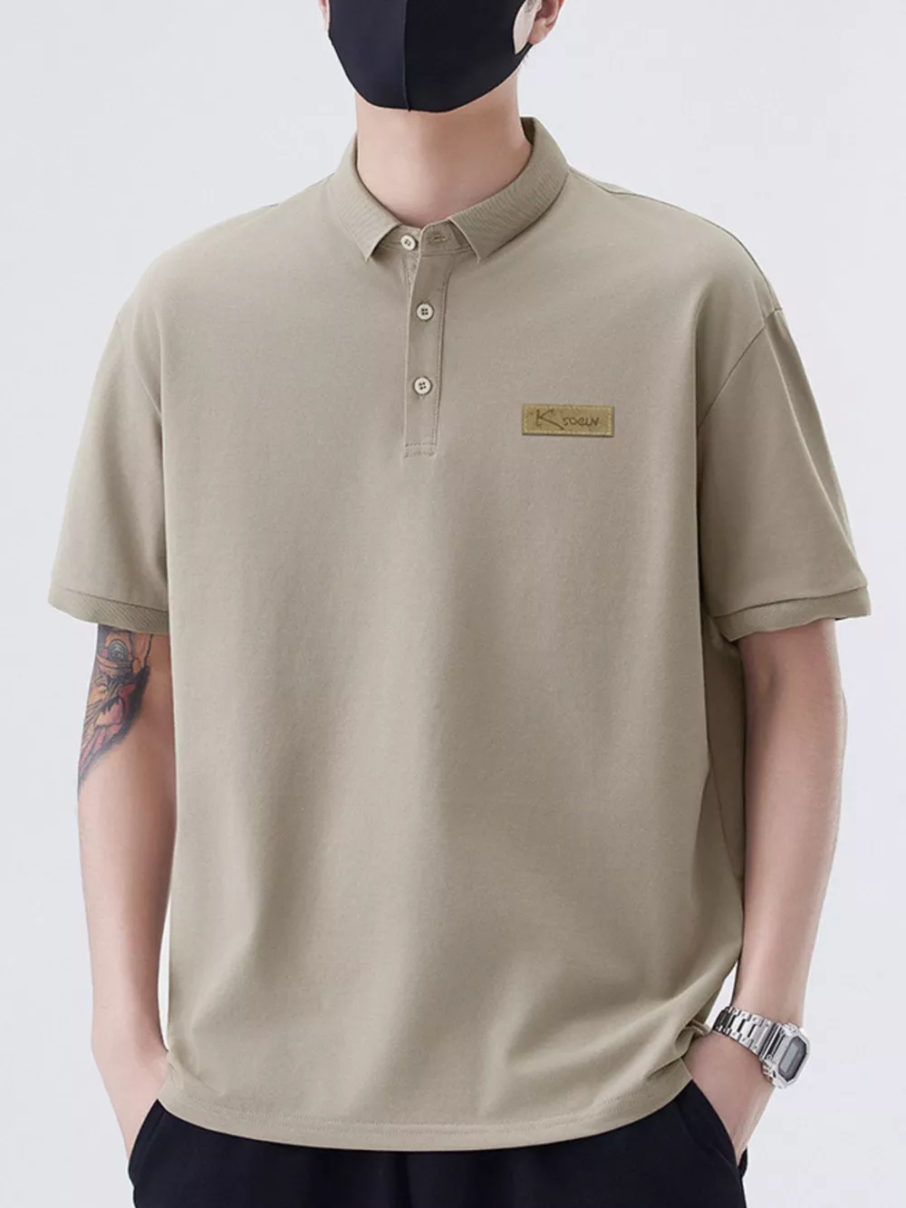 Men's Plus Size Button Detail Short Sleeve Polo, image 7