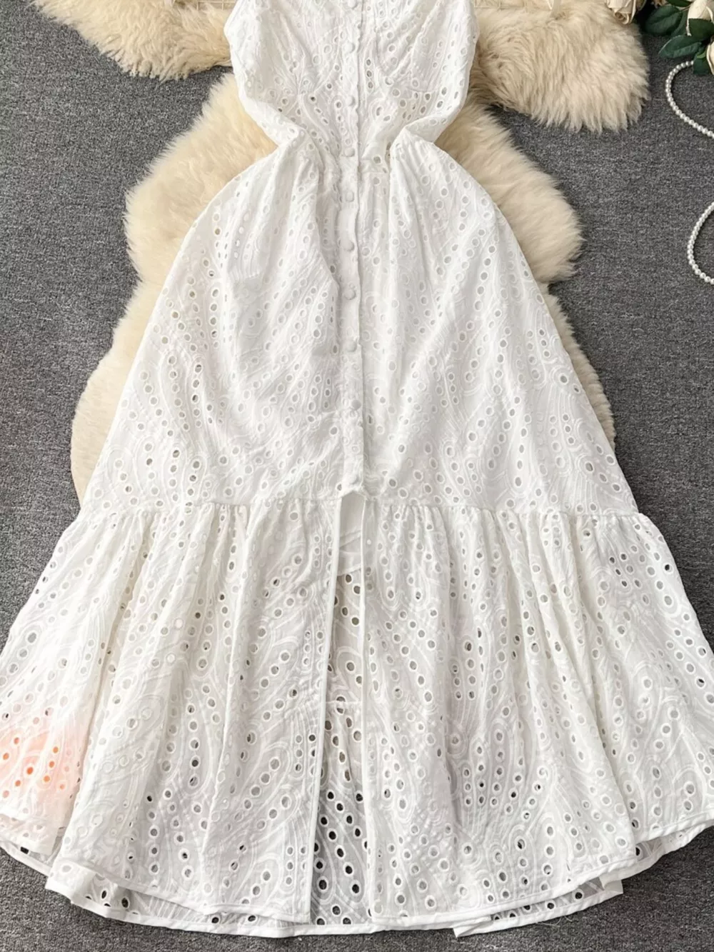 Eyelet Embroidered Tiered Cami Dress, image 15