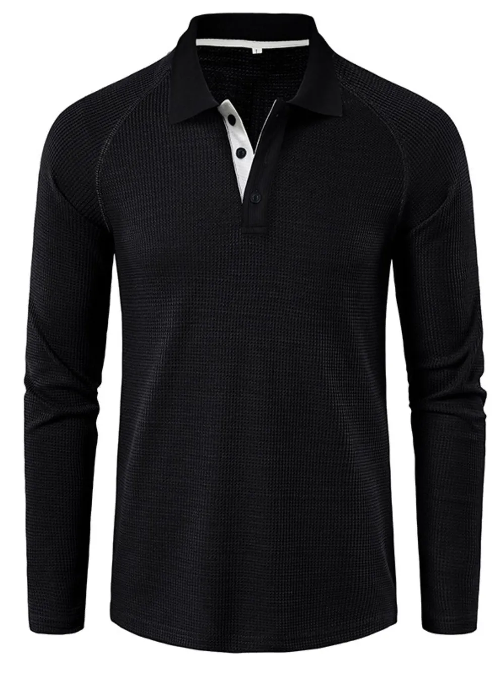 Men's Long Sleeve Textured Polo