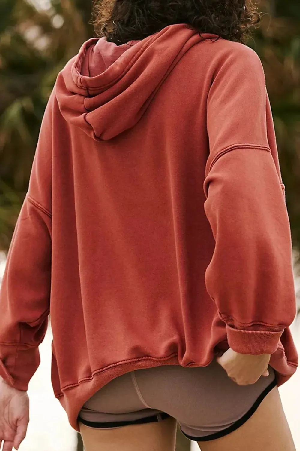 Drawstring Dropped Shoulder Long Sleeve Hoodie, image 2