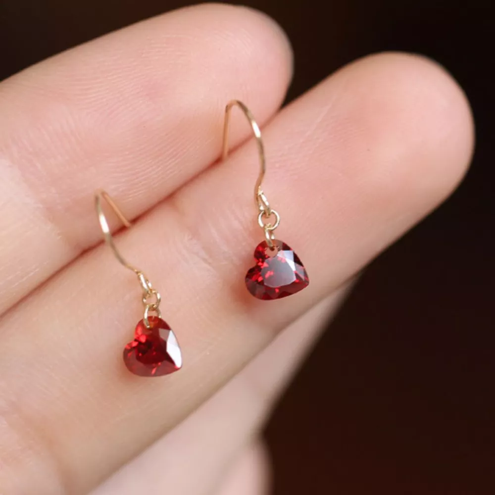 Zircon Heart Drop Earrings, image 2