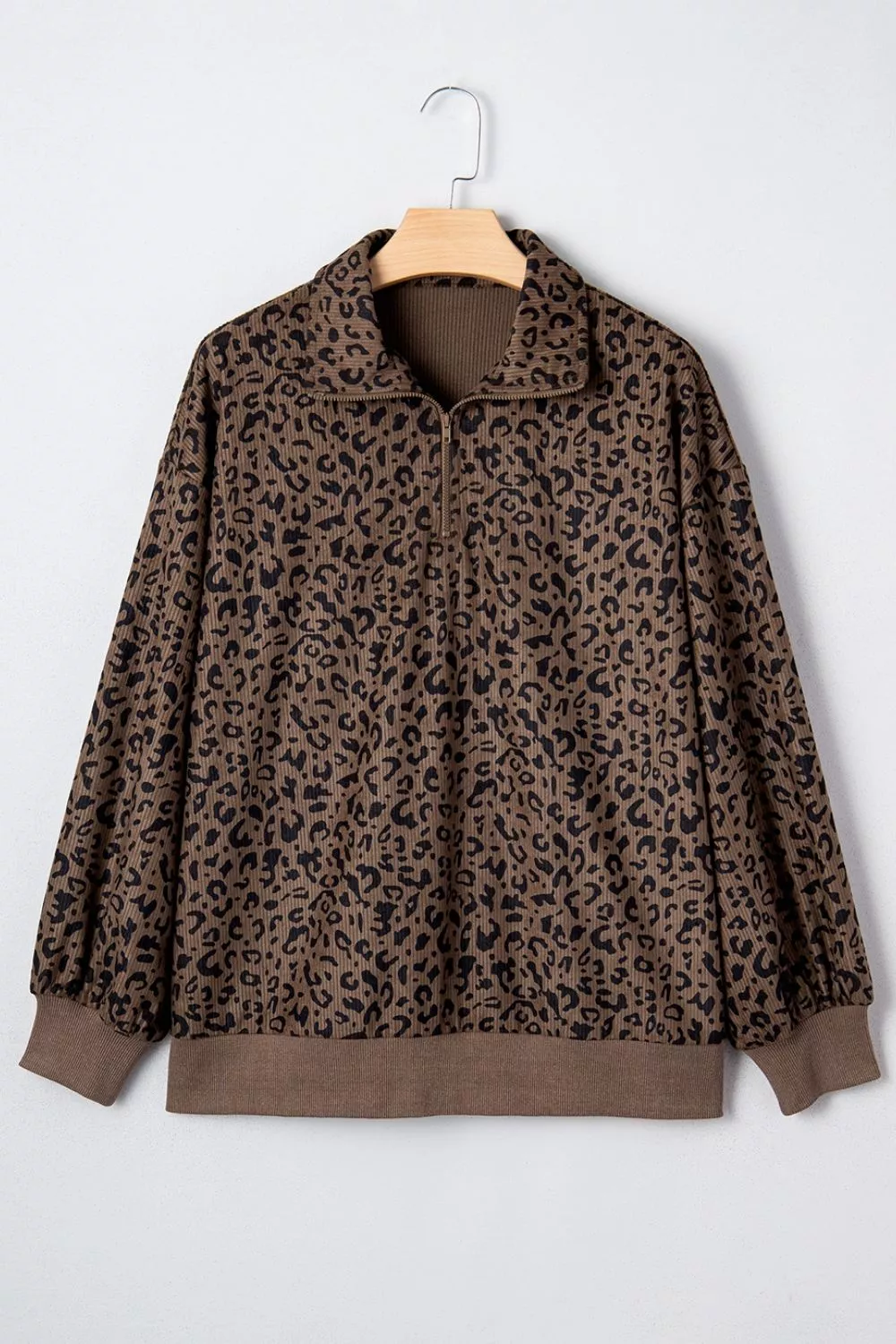 Leopard Print Quarter-Zip Sweatshirt, image 10