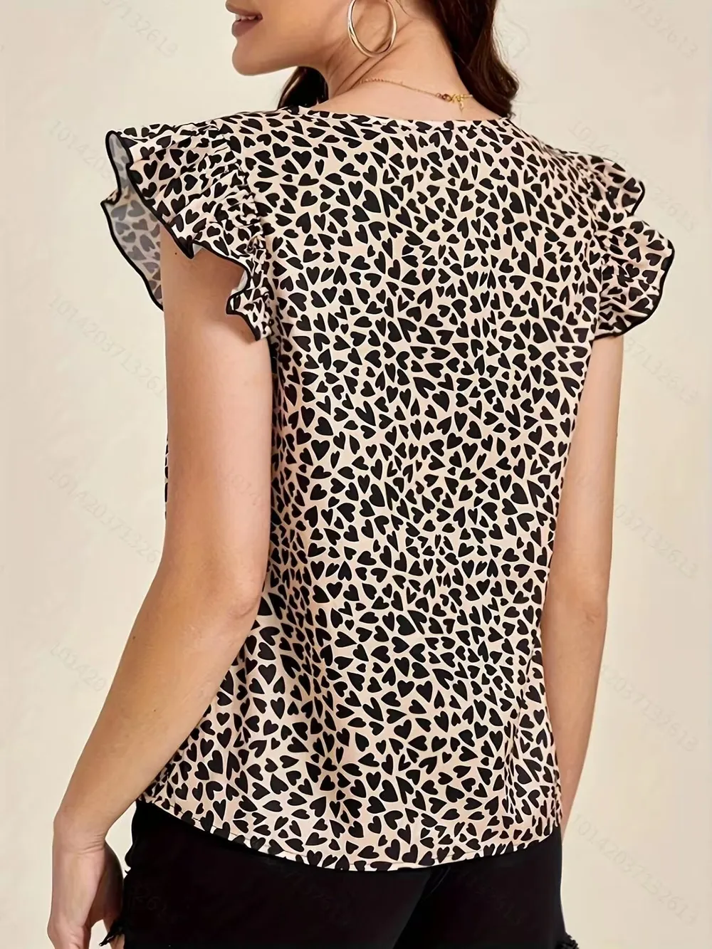 Floral Print Ruffle Sleeve V-Neck Blouse, image 17