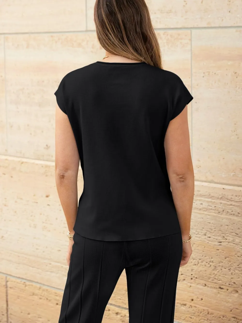 Round Neck Cap Sleeve Top and Pants Knit Set, image 10