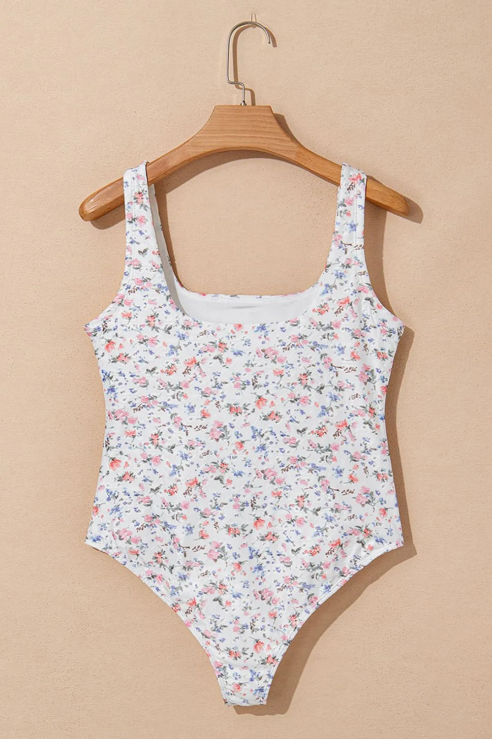 Floral Textured Square Neck Sleeveless Bodysuit, image 2