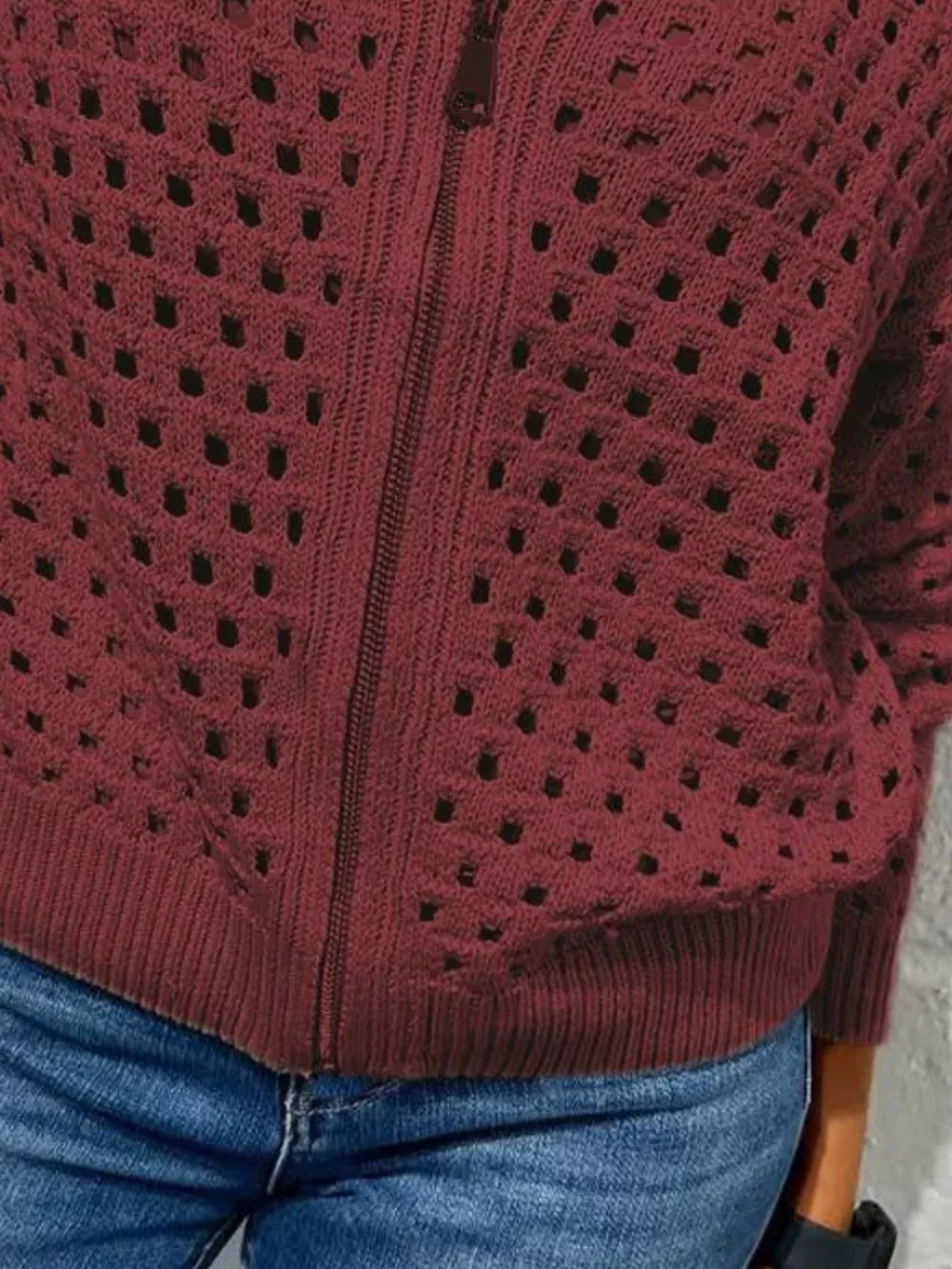 Full Size Crochet Knit Zip-Up Cardigan Plus Size, image 13