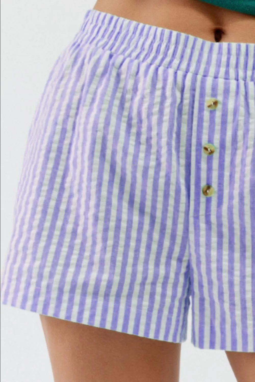Striped Elastic Waist Shorts, image 4