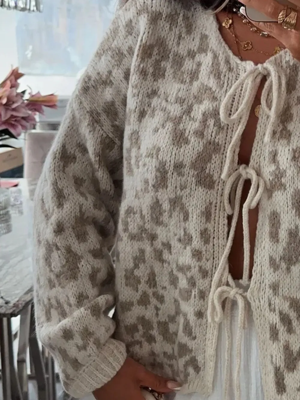 Leopard Tie Front Cardigan, image 31