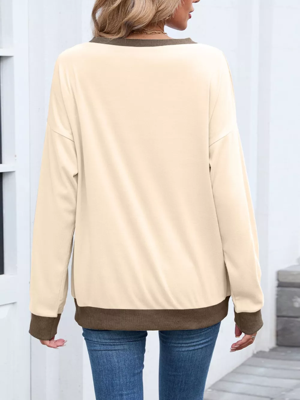 Contrast Trim Long Sleeve Sweatshirt, image 10