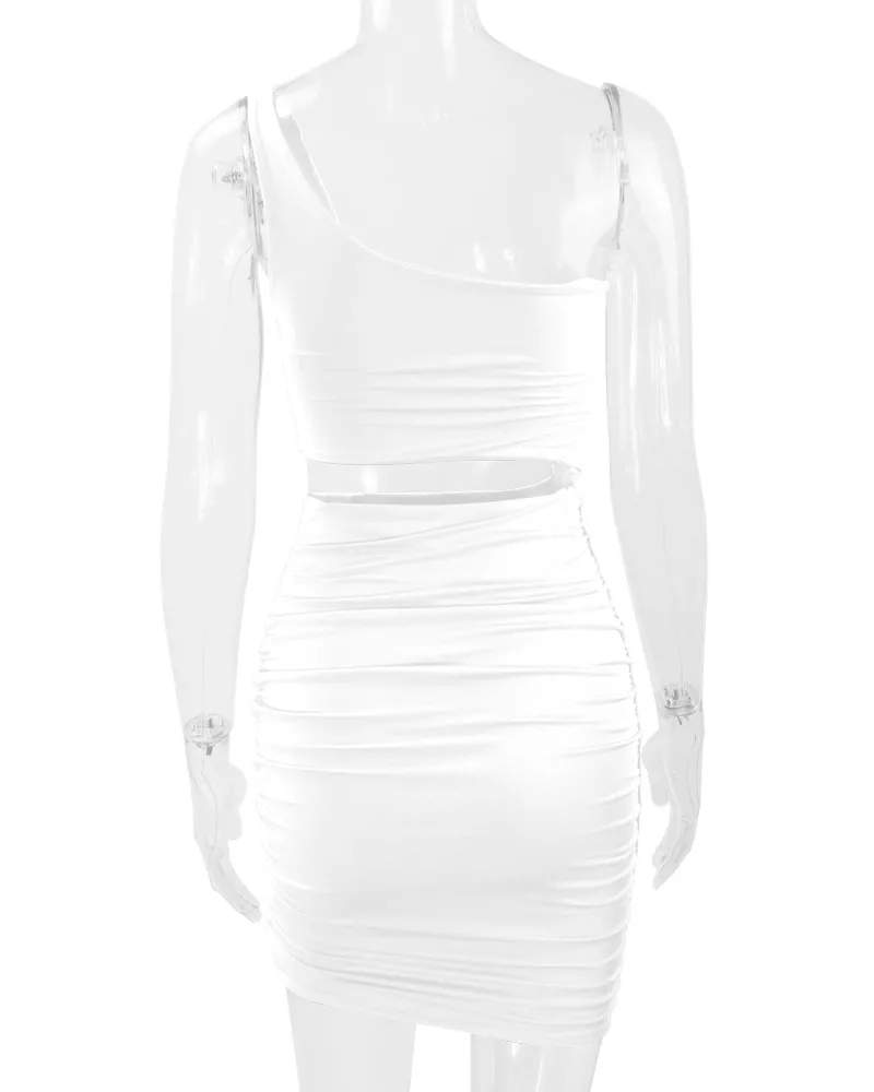 One-Shoulder Cutout Ruched Bodycon Mini Dress, image 13