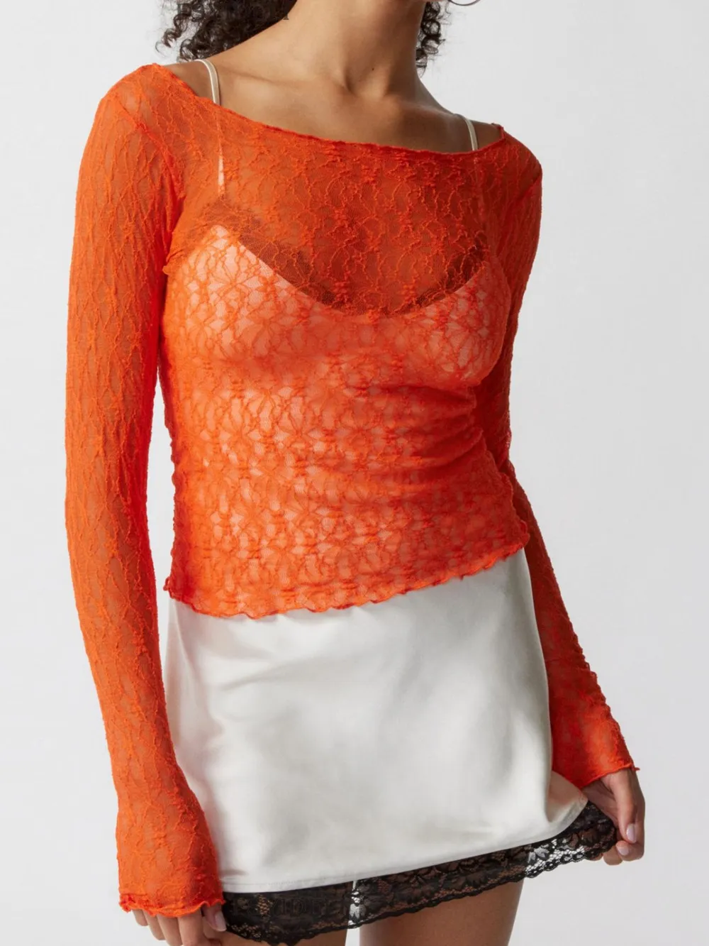 Lace Boat Neck Long Sleeve Blouse, image 6